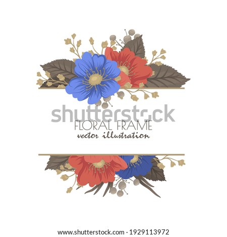 Flower border template - blue flowers