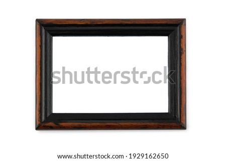Frontal view of wooden photo frame isolated on white background 