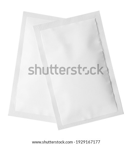 Two sachets isolated on white. Single use package