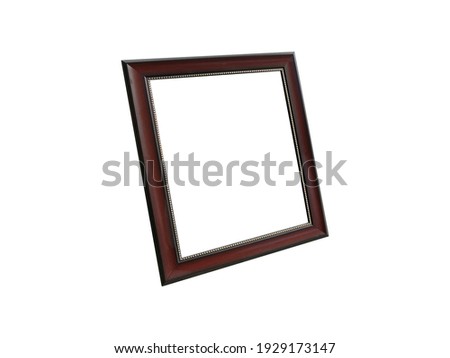 Isolated vintage brown blank vertical picture framee, A4. Empty white picture frame mockup template on white background with clipping path. 