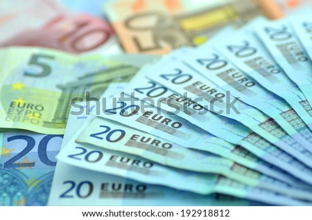 variety of euro banknotes