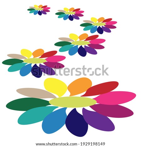 Vector illustration of abstract rainbow floral design.  Multicolored summer background for your design 
