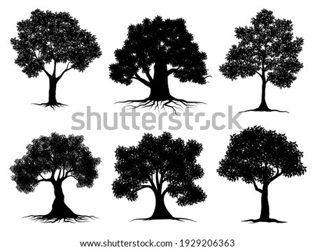 collection isolated tree Symbol silhouette style on white background. Can be used for your work.