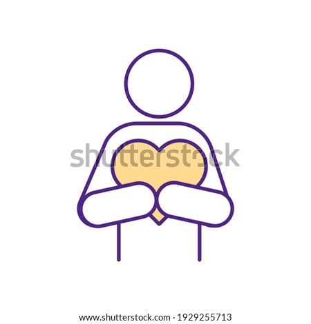 Self-forgiveness RGB color icon. Positive attitudes. Procrastination reduction. Wellbeing and productivity improvement. Overcoming negative emotions and overall distress. Isolated vector illustration