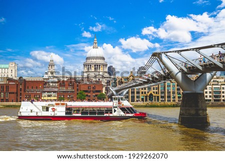 St Paul Cathedral by the river thames in London, uk