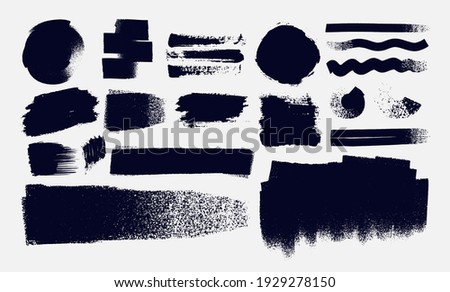 Set of Paintbrush, brush strokes templates. Grunge elements for social media. Design rectangle text boxes or speech bubbles. Vector dirty distress texture banners for social networks story and posts.