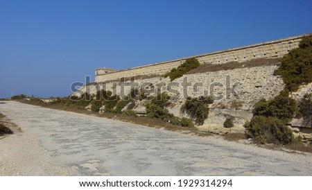 Walls of abandoned fort Delimara. Marsaxlokk. Malta.