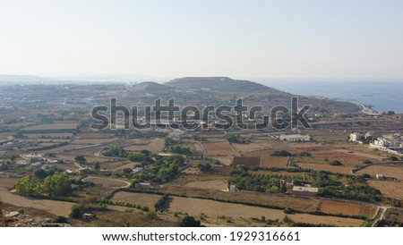 Panoramic view of In-Naxxar coast from Top Of The World panoramic viewpoint. Gharghur. Malta.