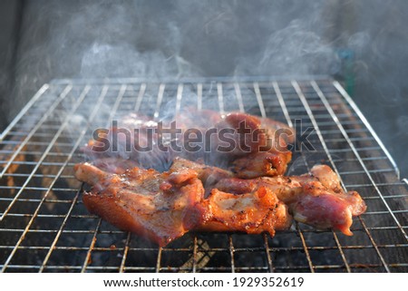 Pork steaks on the grill