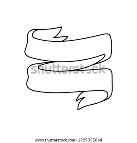 doodle with a curved ribbon. Linear vector illustration of a placemark for text. hand drawn style symbols and objects . simple, black drawing for sticker, decor, postcard, icon, coloring page, logo