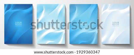 Modern cover design set. Blue abstract line pattern. Creative wavy stripe vector collection layout for business background, certificate, brochure template, contemporary planner Royalty-Free Stock Photo #1929360347