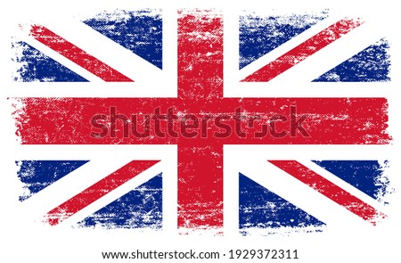 Old vintage flag of United Kingdom. Royalty-Free Stock Photo #1929372311