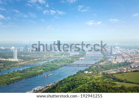 Vienna skyline with danube river, Austria