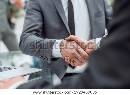 close up. handshake of business people in the office Royalty-Free Stock Photo #1929459035