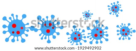 Epidemic Vivid Sick Vibrant Test Red Virus Illustration. Danger Sign Bright Healthcare White Covid-19 Science Blue Medicine Wallpaper. Horizontal Pandemic Neon Quarantine Coronavirus Backdrop.