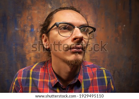 Artistic studio male portrait in color