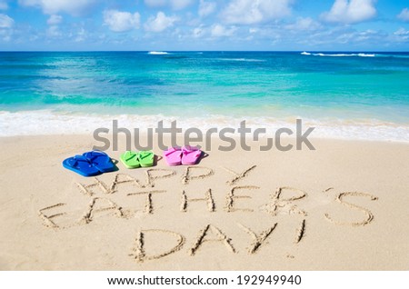 Happy father's day background on the sandy beach