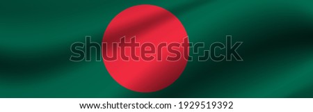 Banner with the flag of Bangladesh. Fabric texture of the flag of Bangladesh.