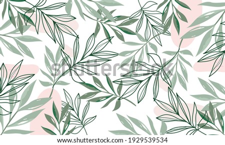 Nature flowers and leaves watercolor seamless pattern. Background flowers