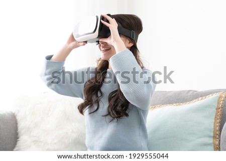 Japanese woman enjoying virtual space