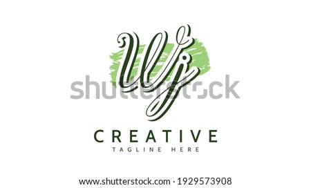 WJ Initials, handwriting logo vector