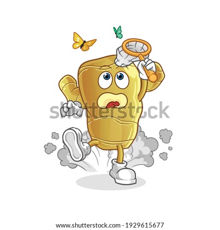 ginger catch butterfly illustration. character vector
