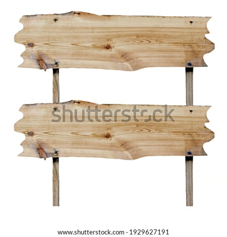 Wooden sign board blank wood panel copy space on white background