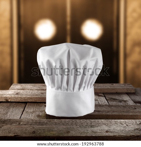 single cook hat and wooden top 