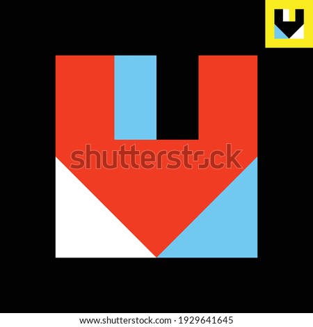 Letter V 3D look logo design in Bauhaus style. Vector logo in Eps 8.