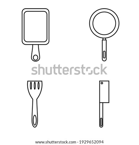 set of kitchen tools icon on white background