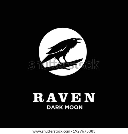 Raven with moon dark logo icon design