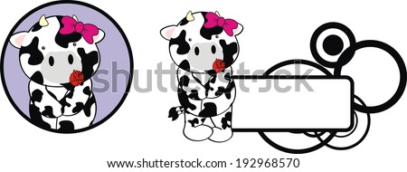 cow baby cute cartoon girl copy space in vector format