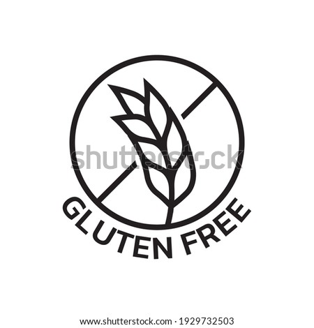 Gluten free icon with grain or wheat symbol. Food allergy label or logo. Vector illustration. Royalty-Free Stock Photo #1929732503