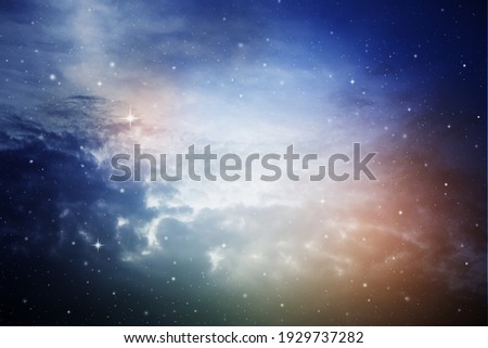 colorful night sky with cloud and stars