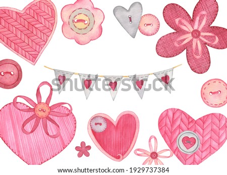 Watercolor Needlework Pink Grey Sewing Buttons illustration