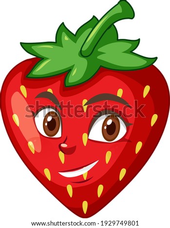 Strawberry cartoon character with facial expression illustration