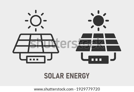 Solar panel icon. Vector illustration isolated on white. Royalty-Free Stock Photo #1929779720
