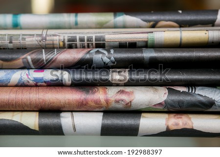 Closeup of colorful newspapers