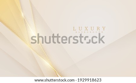 Elegant cream shade background with line golden elements. Realistic luxury paper cut style 3d modern concept. vector illustration for design. Royalty-Free Stock Photo #1929918623
