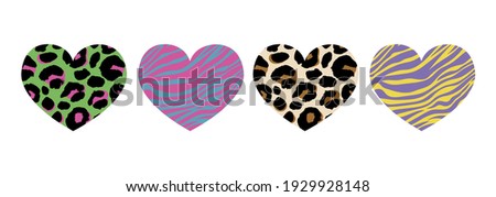 Vector heart shape - Leopard texture with kiss print