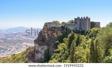 View of the ancient Venus Castle ruins in Erice, Sicily, Italy Royalty-Free Stock Photo #1929943232