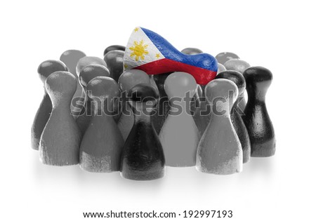 One unique pawn on top of common pawns, flag of the Philippines