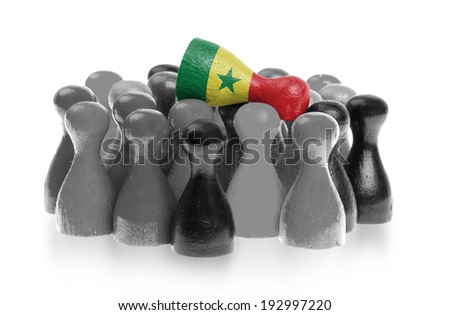 One unique pawn on top of common pawns, flag of Senegal