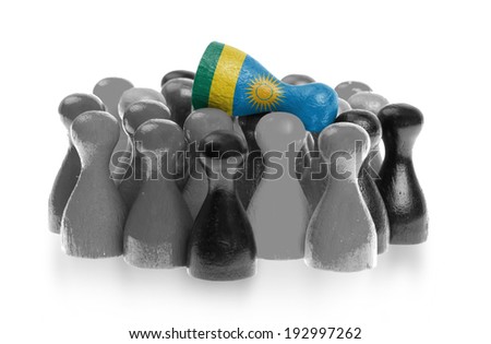 One unique pawn on top of common pawns, flag of Rwanda
