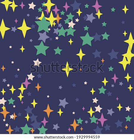 Yellow Chaotic Night Magic Winter Wallpaper. Green Pastel Orange New Year Dark Purple Composition. Stars Print White Pink Sky Cozy Illustration. Mystery Holiday Violet Christmas Luxury Pattern.