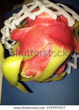 A Dragon fruit isolated on blue background