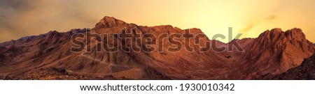 Amazing Sunrise at Sinai Mountain, Beautiful dawn in Egypt, Beautiful view from the mountain Royalty-Free Stock Photo #1930010342