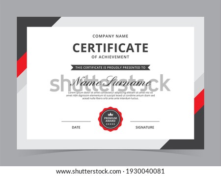 Modern Certificate Template Vector Design Royalty-Free Stock Photo #1930040081