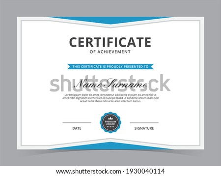 Modern Certificate Template Vector Design Royalty-Free Stock Photo #1930040114