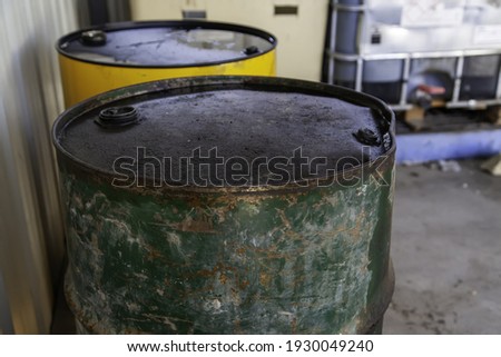 Container of recycled industrial used oil, manufacturing in company